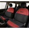 Auto Accessori Lupex | Set 13 pezzi Coprisedili Auto Compatibili con 500L 2012 al 2022, Made In Italy, Protezione Sedili Anteriori e Posteriori (Rosso - Nero, Con Nome Ricamato)