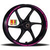 Pimastickerslab Adesivi Cerchioni Moto Set Completo per 2 Ruote 17 Pollici Strisce Cerchi Custom Vari Colori universale Mod.4 cod.RT004 (046 ROSA FLUO)