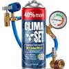 Clima Set Sostituzione gas R134a 1 x 235 g + tubo e adattatore per aria condizionata auto 1995-2016 - Refrigeratore per climatizzatore automobilistico - Gas per climatizzatore auto