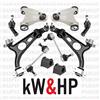 kW&HP KIT 10 PEZZI BRACCI SOSPENSIONE ANTERIORI TRAPEZI INF + SUP + BIELLETTE + GOMMINI + TESTINE STERZO Tutti i modelli di 147/156/GT