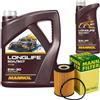 EISENFELS Il pacchetto di ispezione contiene 6 litri di olio motore Longlife 504/507 5W-30 filtro olio per A6 Avant C8 4A5 2.0 40 TDI Mild Hybrid 4A2 A7 Sportback