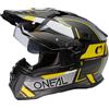 O'NEAL | Casco moto | Enduro Touring Adventure | Good Fit, Pinlock & Bluetooth abilitato, visiera parasole integrata, ECE 22.06 | Casco D-SRS SQUARE V.23 | Adulto | Nero Grigio Giallo Neon | XS