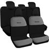 Rebeca Shop Coprisedili Auto Compatibili per 600 del 2023, Made In Italy, Tessuto Policotone, Nome Auto Ricamato, Fodere Copri Sedili Anteriori e Posteriori (Nero/Grigio, Con Logo)