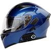BCBKD Casco Moto Apribile Bluetooth Integrato Casco Modulare Moto Integrale Flip Up Doppia Visiera Parasole Casco Moto Stradale Con Microfono Mp3 Radio FM Riduzione Del Rumore Ventilato Blue,M