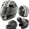 A-Pro Casco Modulare Omologato ECE 22 Moto Visiera Doppia Grafica Nero L