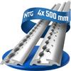 NTG Binario per airline, 4 pezzi, 0,5 m/500 mm, semicircolare in alluminio, certificato TÜV, accessorio per rimorchio, fissaggio del carico, guida in alluminio, per camion, furgoni - con fori, argento