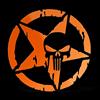 ERREINGE Sticker TESCHIO STELLA MILITARE ARMY ARANCIO FLUO Adesivo prespaziato in PVC per Decalcomania Parete Murale Auto Moto Casco Camper Laptop - cm 30