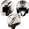 A-Pro Moto Casco Jet Scooter Doppia Visiera Certificato ECE 22-06 Bianco Argento M