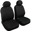 Lupex Shop Ketty.Rigo_N.G Copri-sedili Auto Universale Coppia Anteriore Trapuntato Nero Bordino Grigio | Set Coprisedile Universali per Anteriori | Airbag Compatibili | Accessori Auto Interno