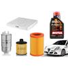Palmaspareparts KIT 4 FILTRI TAGLIANDO PER ALFA Giulietta 1.6 JTDM 16V 77KW 105PS/HP DAL 2010 al 2016 + 5 LT MOTUL 8100 X-CLEAN EFE 5W-30