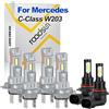 ROADSUN Kit Lampadine LED Per Auto, 120W, 12V 6000K Bianco, Abblaglianti H7, Anabbaglianti H7, Fendinebbia 9006 HB4, Fari LED antiabbagliamento, For Mercedes C-Class W203 2000-2007