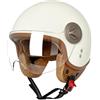 BOSERMEM Metà Aperto Faccia Casco del Motociclo Con Occhialoni ，Casco Modulare Scooter，L'anti-collisione protegge la sicurezza stradale degli utenti(Beige, L 57-58cm)