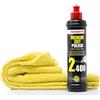 detailmate Set di lucidatura per la Cura Auto - Car Care: Menzerna Pasta abrasiva Medium Cut Polish 2400, 250 ml - rimuovi Graffi superfici + Panno Spesso Microfibra, 40x40cm, 550 gsm