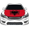 CEDNXOER Copricofano Per Auto Con Bandiera Dell'Albania - Banner Per Cofano Per Auto Con Bandiere Nere Con Motivo Aquila,Adatto Per 3,3 × 5 Piedi In Poliestere Elastico Lavato Antivento Protezione Per Decora