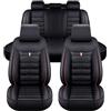 XIBANY Coprisedili Auto per VW Golf 5 | Golf GTE/Golf GTI/Golf GTD/Golf Clubsport, Protezione per Sedile in Pelle, Set Coprisedile per Anteriori e Posteriori Impermeabile Traspirante,B Black red