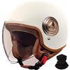 STRTG Casco moto retrò, casco scooter con visiera, casco mezzo jet aperto, casco ciclomotore per uomini e donne adulti omologato DOT/ECE B,M 56-57cm