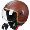 TKTTBD Moto 3/4 Casco In Pelle PU Unisex-Adulto Open-Face-Elmetto Retro Vintage Style Modulare for Biker Scooter Touring - Uomo E Donna DOT/ECE Approvato D,L: 58-60CM