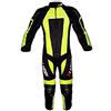 BI ESSE - Tuta da MINIMOTO per bambino in pelle e cordura professionale, completa di protezioni (Nero/Giallo Fluo, L (9 anni))