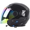 JianJud Caschi Jet Per Moto Bluetooth, Caschi Per Moto Con Lenti Anti-Appannamento Ad Alta Definizione, Certificazione DOT / ECE Con Funzione Di Risposta Automatica Per Metà Caschi Per Adulti (C, S)