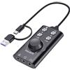 PUSOKEI Adattatore per Jack Audio da 3,5 Mm da USB/da 3,5 Mm, Scheda Audio Stereo Esterna con Controllo del Volume, Audio Surround Virtuale 7.1, Bluetooth 5.0, Plug and Play