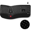 X9 Performance X9 Tastiera ergonomica senza fili con sfera di controllo, ricaricabile, retroilluminata, pulsanti del mouse incorporati, tastiera divisa 2,4 G per PC Windows e Chrome