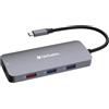 Verbatim Hub USB C 9 in 1, adattatore multiporta USB-C a HDMI, RJ45, USBA-A e USB-C, con lettore di schede SD, per Mac, MacBook Pro/Air, iPad Pro, Thinkpad, Windows Computer, Laptop e Co