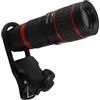 Phefop Lente Teleobiettivo 20X per Smartphone Tablet con Clip Colore Nero | Ottica HD, messa a fuoco regolabile 50-200m, leggera e portatile, include clip telefono, paraluce e panno pulizia