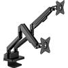 Manhattan Supporto da tavolo in alluminio con molla a gas per due monitor e docking station 8 in 1, per monitor da 17 a 32 e fino a 9 kg per braccio, nero, 461887