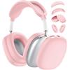 Ensfomte [4 in 1] Custodia in silicone per AirPods Max, antigraffio, a prova di sudore, copertura per auricolari/fascia accessori in morbido silicone per cuffie AirPods Max (rosa)