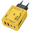 Dreuhuing Caricatore da muro di tipo C, blocco caricabatterie di tipo C - Adattatore Brick USB a 4 porte da 120 W + adattatore per presa a muro di tipo C,Caricabatterie da viaggio portatile con