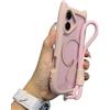 Emlivi - Custodia magnetica per iPhone 16, trasparente con cinturino, Kawaii 3D con orecchie di gatto, protezione in morbido silicone TPU con catena, custodia chiara per iPhone 16, rosa