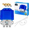 HB-Digital 1 interruttore HQ DiseqC 2/1 con alloggiamento di protezione dalle intemperie HB-DIGITAL 2 X SAT LNB 1 X partecipante/ricevitore per Full HDTV 3D 4K UHD + 3 X connettori F placcati in oro