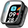 Generic Custodia Bling compatibile con Redmi Watch 3 Active/Watch 3 Lite, custodia rigida in policarbonato con strass e strass, custodia protettiva, senza pellicola protettiva (nero)