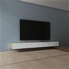 Mai & Mai Mobile TV per Televisore 320x40,2x30cm, Armadietto per TV con 2 Ante Armadietto Basso Soft-close per Soggiorno, Sala da Pranzo, Camera da Letto Fernsehschrank02, Marrone chiaro+Bianco opaco