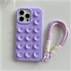 FIFTHAVE - Custodia con cinturino per iPhone 15 Pro Max, cover con cinturino, supporto a ventosa, custodia protettiva con cordino per appenderla, morbida in silicone, antiurto, cover protettiva viola