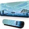 Hearda Tappetino Mouse, 3D Stile Giapponese XXL/XL/L, Base Antiscivolo, Bordi Cuciti, Mouse Pad per Ufficio e Casa, Blu, 1000x500x3mm