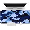 Hixingo 3D Tappetino Mouse, Tappetino Mouse XXL/XL/L, Stampa Mimetica a Contrasto Tappetino Mouse Gaming con Base in Antiscivolo e Bordi Cuciti, Mouse Pad per Casa Ufficio (800x300x3mm,Blu)