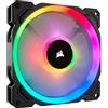 Corsair LL140 RGB Ventola LED PWM, Dual Light Loop, Nero RGB, 1 Pezzo