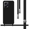 Tumundosmartphone Cover Silicone Liquido Con Cordino per Xiaomi Redmi Note 12 Pro + Plus 5G Colore Nera