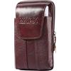 Starnearby Borsa da Cintura Uomo in Pelle di Vacchetta - Porta Cellulare e Marsupio con Tasca