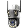 KVBRUI Telecamera PTZ Wi-Fi da Esterno da 8 MP con Zoom Ottico 50X, Doppio Schermo, rilevamento Umano, Telecamera di videosorveglianza IP, Audio bidirezionale, CCTV(EU Plug,50X Zoom Camera)