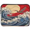 Cgiub Custodia protettiva per computer portatile giapponese Sea Wave da 13 a 14 pollici, antiurto, borsa portatile per notebook, tablet, 34 x 26 x 2 cm