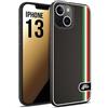 CUSTOMIZZA - Custodia cover nera morbida in tpu compatibile per iPhone 13 effetto fibra di carbonio bandiera Italia made in Italy