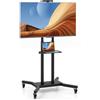 GYMAX Carrello Porta TV Mobile con Ruote, Supporto da Pavimento Regolabile in Altezza con Ripiano per Telecamera e Ripiano per Laptop, Portatile su Ruote per Schermi Piani/Curvi da 32-70 Pollici