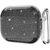 Svanove Custodia per AirPods 3 con glitter trasparente, scintillante e carina custodia per AirPods di terza generazione con portachiavi, guscio rigido Girly Y2k alla moda estetica alla moda, accessori