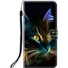 Sunrive Cover compatibile con Samsung Galaxy A22 5G, Custodia con supporto di stand e in Pelle artificiale per carte di credito Portafoglio Flip Chiusura Magnetica bumper(Q Gatto 6)