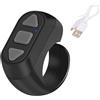 Zunate Bluetooth Remote Control App Page Turner per IOS, per Smartphone Android, Tablet, Anello di Scorrimento Alla Moda Fotocamera Remota Otturatore Remoto Pulsante Selfie (Nero
