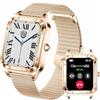 TAYSHILEY Smart Watch da donna, 1,59 pollici, Full Touch, Smartwatch da donna con monitoraggio della salute femminile, fitness tracker cardiofrequenzimetro (Oro)