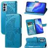 JIUNINE Cover OPPO Find X3 Lite 5G, Custodia Libro in Pelle Portafoglio Case Flip Antiurto con Disegni di Farfalla [Porta Carte] [Magnetica] [Interno TPU] per OPPO Find X3 Lite 5G, Blu
