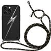 Phoona Cover con Cordino per iPhone 15 Pro Max 6,7, Aesthetic Motivo Disegni Custodia con Laccio Collana Tracolla, Antiurto Silicone Necklace Protettiva Case Corda per iPhone 15 Pro Max, Fulmine